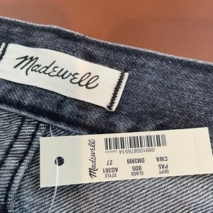 Madewell midi denim skirt with tags in a gray/ charcoal color